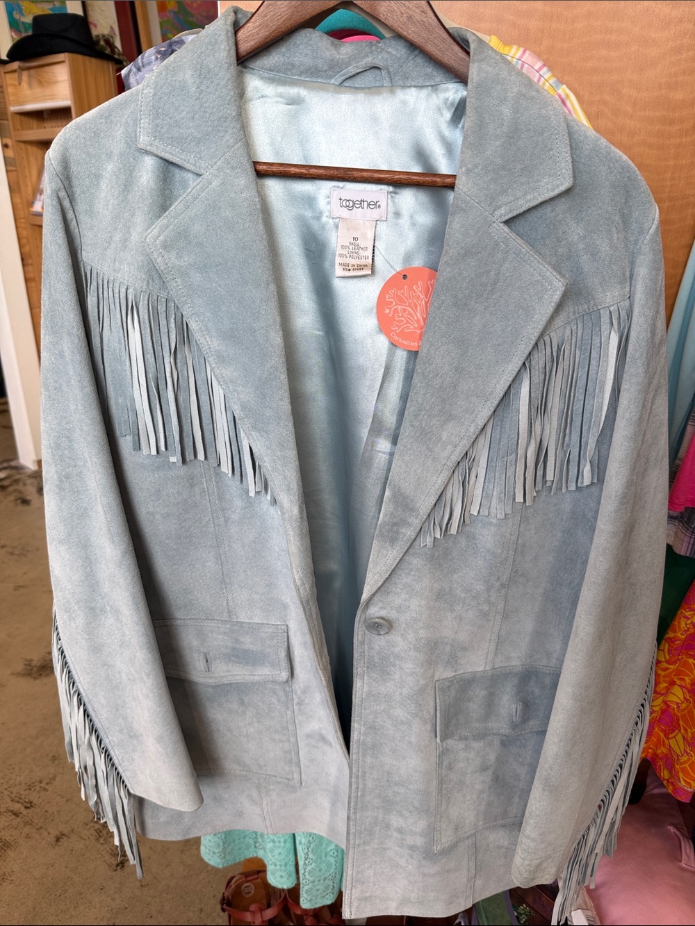 Vintage Together blue suede fringe Western jacket - Picture 4 of 6